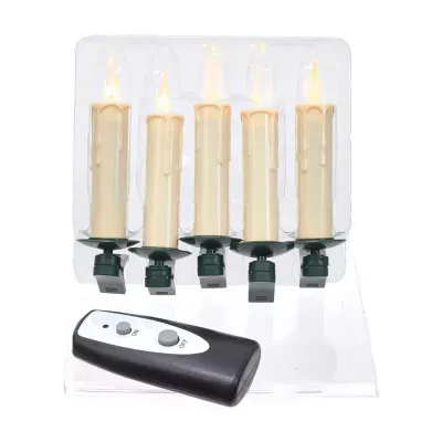 Kurt Adler Battery-Operated White flameless LED 5-Light Warm Christmas Candle