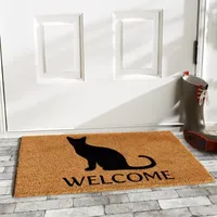 Calloway Mills Black Cat Welcome Outdoor Rectangular Doormat