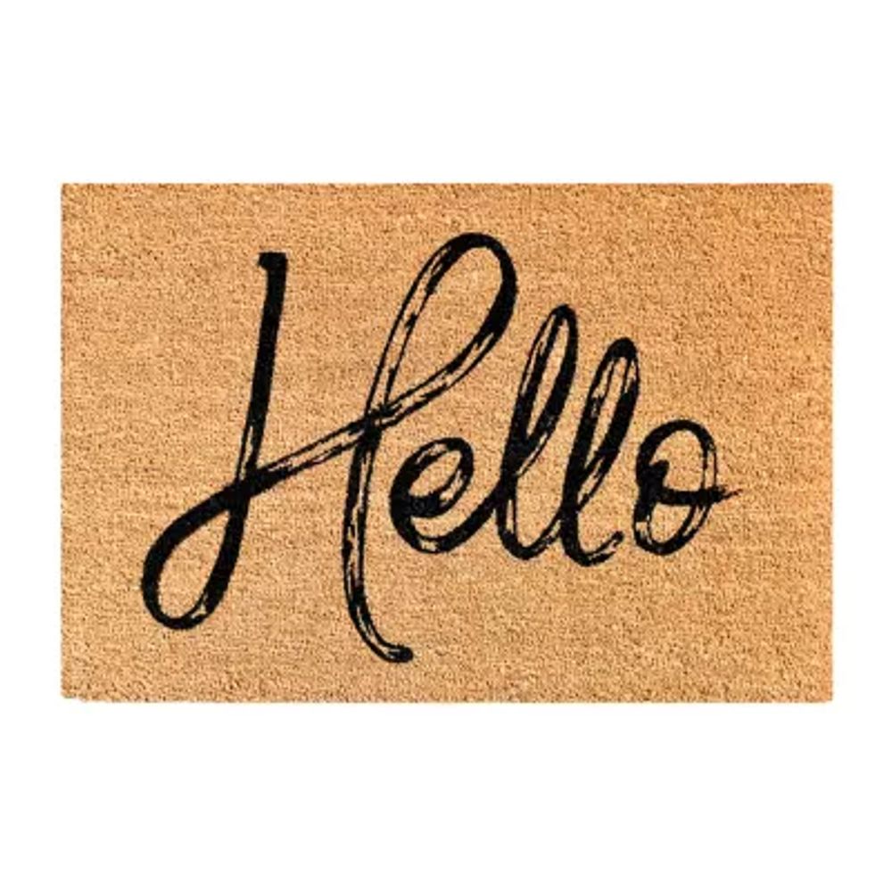 Calloway Mills Canty Hello Black Outdoor Rectangular Doormat