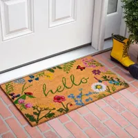 Calloway Mills Floral Hello Outdoor Rectangular Doormats