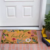 Calloway Mills Floral Hello Outdoor Rectangular Doormats