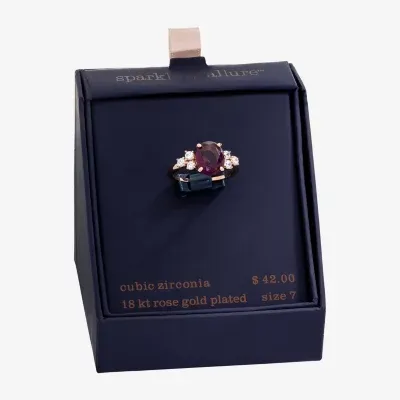 Sparkle Allure Cubic Zirconia 18K Rose Gold Over Brass Oval Cocktail Ring