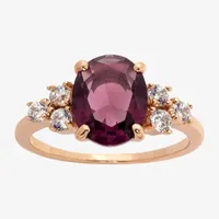 Sparkle Allure Cubic Zirconia 18K Rose Gold Over Brass Oval Cocktail Ring