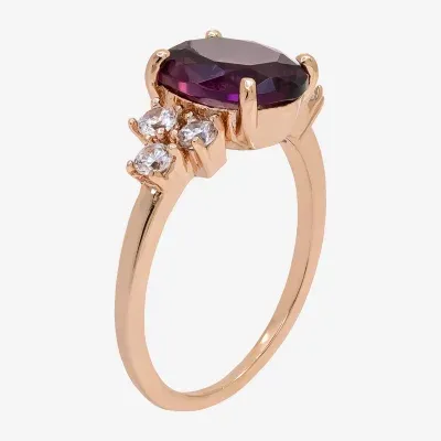 Sparkle Allure Cubic Zirconia 18K Rose Gold Over Brass Oval Cocktail Ring