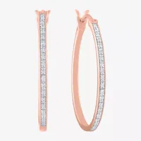 YES, PLEASE! 1/10 CT.T.W. Natural Diamond 25mm Hoop Earrings