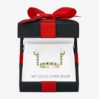 Lab Created Green Emerald 14K Gold Over Silver Jewelry Set