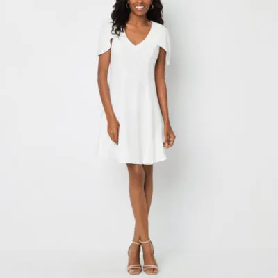 Danny & Nicole Womens Short Sleeve Fit + Flare Dress