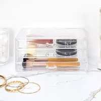 Home Expressions Acrylic 3-Compartment Makeup Organizer