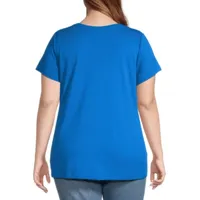 St. John's Bay Womens Plus V Neck Short Sleeve T-Shirt