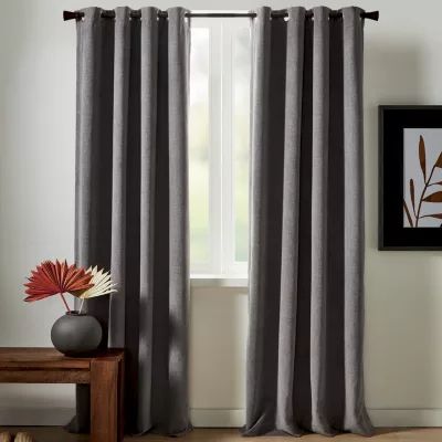 Regal Home Textured Chenille Grommet Top Energy Saving 100% Blackout Single Curtain Panel
