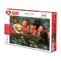 Hart Puzzles Puppies At Play By Bob Giordano, 24 X 30 1000 Piece Puzzle