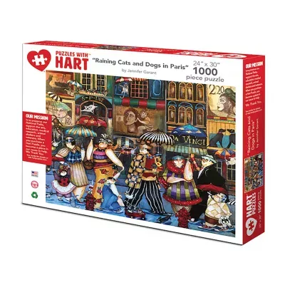 Hart Puzzles Raining Cats And Dogs In Paris By Jennifer Garant, 24 X 30 1000 Piece Puzzle