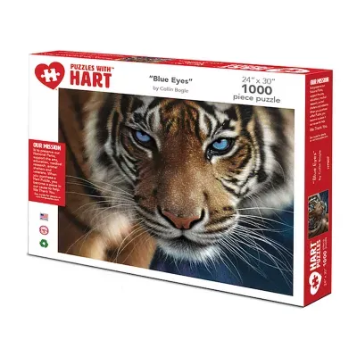 Hart Puzzles Blue Eyes Tiger By Colin Bogle, 24 X 30 1000 Piece Puzzle