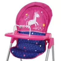 509 Unicorn Doll Highchair - Kids Pretend Play Highchair w/ Front Feeding Tray, Fits dolls up to 21"