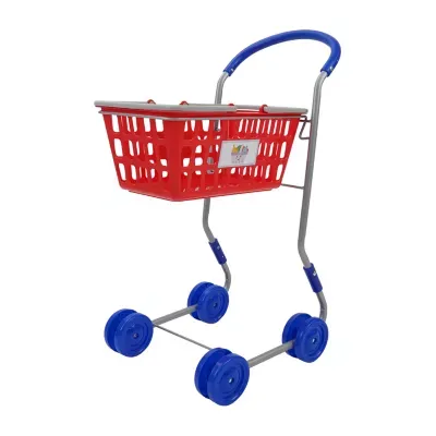 2-in-1 Red Shopping Cart - Kids Pretend Play, Converting Shopping Cart & Basket