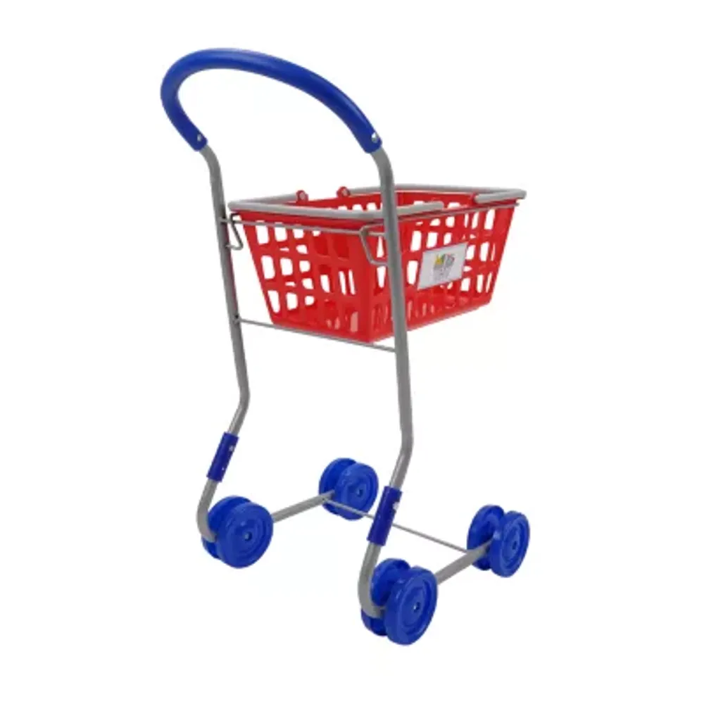 2-in-1 Red Shopping Cart - Kids Pretend Play, Converting Shopping Cart & Basket