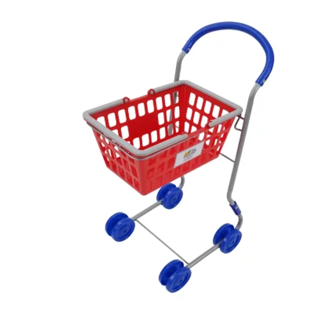 2-in-1 Red Shopping Cart - Kids Pretend Play, Converting Shopping Cart & Basket