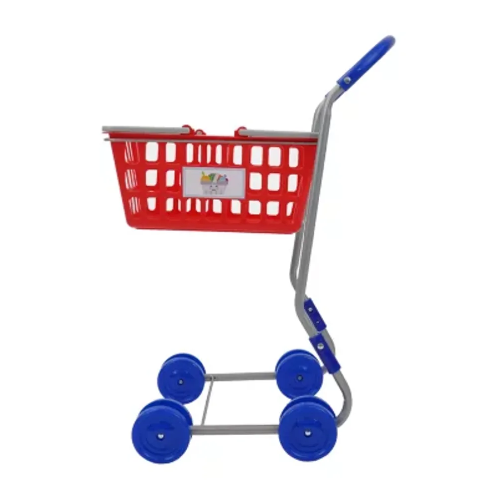 2-in-1 Red Shopping Cart - Kids Pretend Play, Converting Shopping Cart & Basket