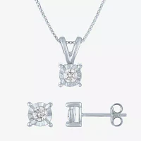 (G-H / I1-I2) 1/3 CT. T.W. Lab Grown White Diamond Sterling Silver Round 2-pc. Jewelry Set