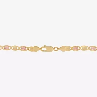 Made in Italy 10K Tri-Color Gold 7.25 Inch Solid Fashion Chain Bracelet