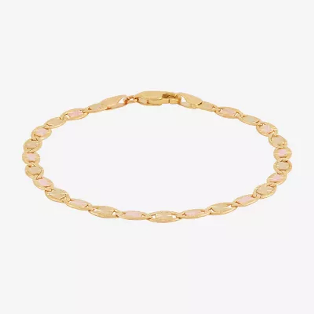 Made in Italy 10K Tri-Color Gold 7.25 Inch Solid Fashion Chain Bracelet