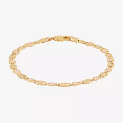 Made in Italy 10K Tri-Color Gold 7.25 Inch Solid Fashion Chain Bracelet