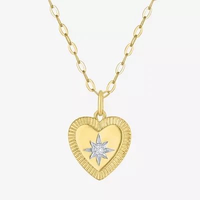 Diamond Addiction (G-H / I1-I2) Womens Diamond Accent Lab Grown Diamond 14K Gold Over Silver Heart Pendant Necklace