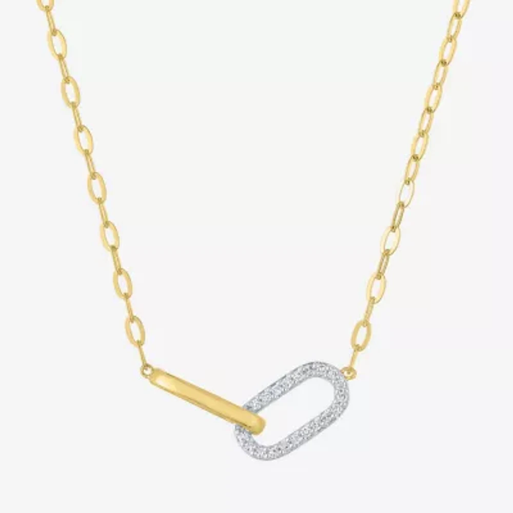 Diamond Addiction (G-H / I1-I2) Womens 1/10 CT. T.W. Lab Grown Diamond 14K Gold Over Silver Pendant Necklace