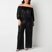 Premier Amour-Plus Sequin Womens Wide Leg Pull-On Pants