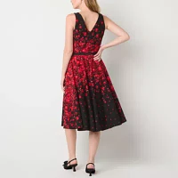 Danny & Nicole Womens Sleeveless Floral Fit + Flare Dress