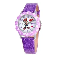 Disney Minnie Mouse Glitz Purple Leather Strap Watch