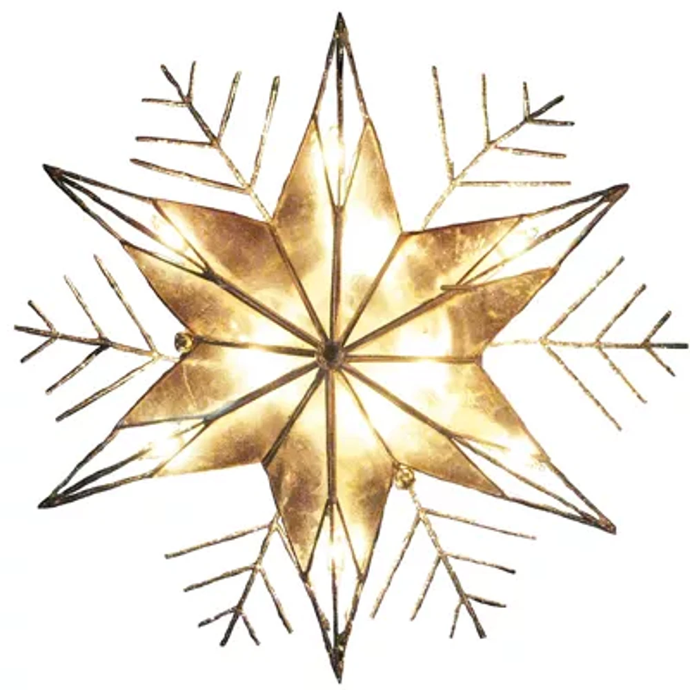 Kurt Adler "10"" Silver Wire Capiz Snowflake Lighted """ Christmas Tree Topper