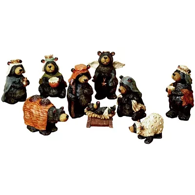 Kurt Adler Bear Nativity Set Of 9 Figures