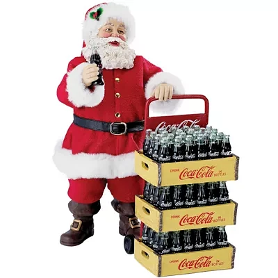 Kurt Adler 10.5" Coca Cola Santa with Delivery Cart, 2-piece Set