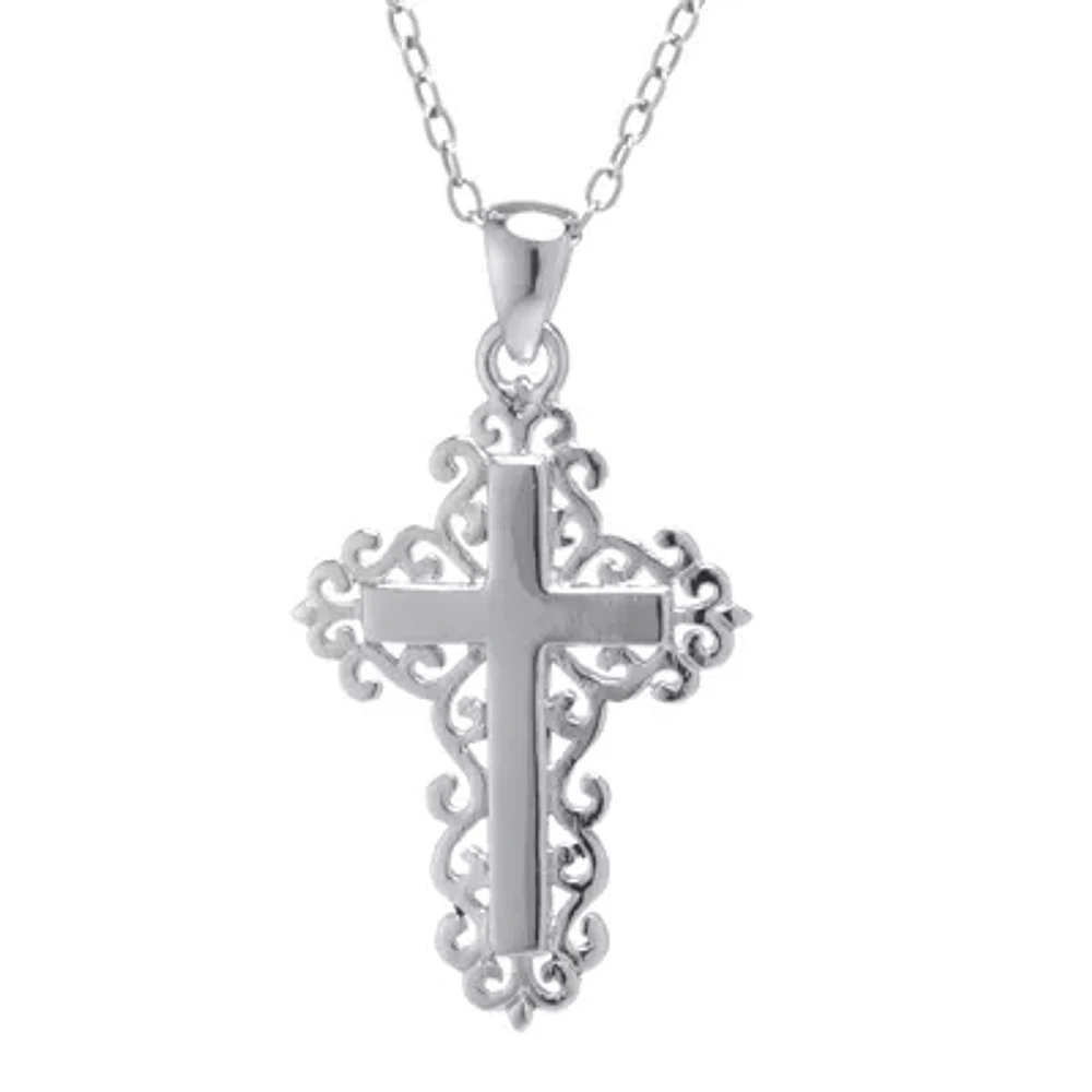 Silver Treasures 18 Inch Cross Pendant Necklace