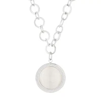 Stainless Steel Oval Link Necklace with Round Charm