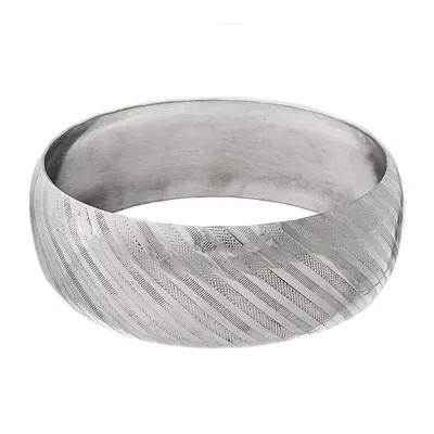 Stainless Steel Diamond-Cut Bangle Bracelet