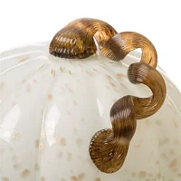Glitzhome Golden/White Glass Pumpkin Thanksgiving Tabletop Decor