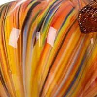 Glitzhome Multi Striped Glass Large Pumpkin Thanksgiving Tabletop Decor