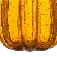 Glitzhome Amber Crackle Tall Glass Pumpkin Thanksgiving Tabletop Decor