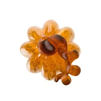 Glitzhome Amber Crackle Tall Glass Pumpkin Thanksgiving Tabletop Decor