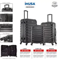 InUSA Endurance 3-pc.Hardside Lightweight Spinner Luggage Set