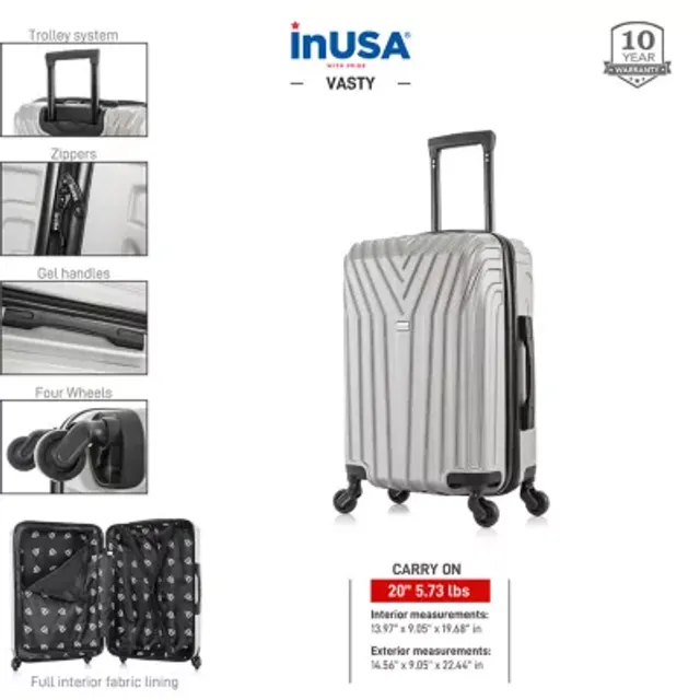 Inusa Vasty Lightweight Hardside Spinner Luggage Set, 3 Piece - Silver