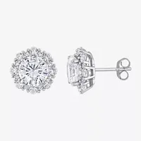 Lab Created White Sapphire 10K White Gold 12.3mm Stud Earrings