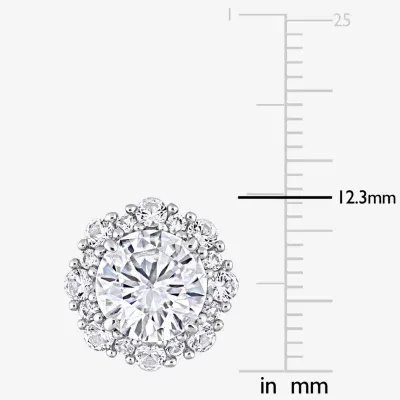 Lab Created White Sapphire 10K White Gold 12.3mm Stud Earrings