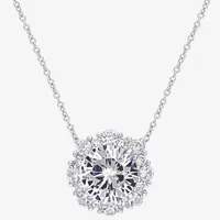 Womens Lab Created White Sapphire 10K Gold Pendant Necklace