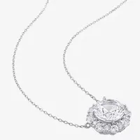 Womens Lab Created White Sapphire 10K Gold Pendant Necklace