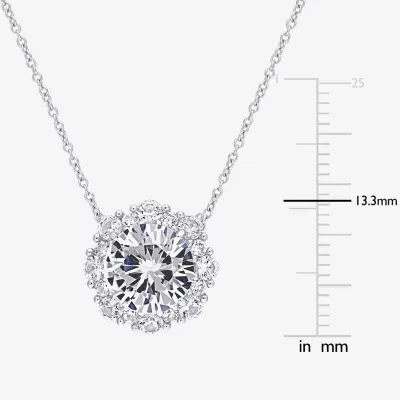 Womens Lab Created White Sapphire 10K Gold Pendant Necklace