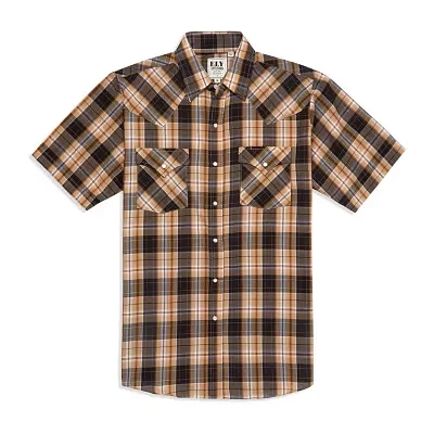 Ely Cattleman Plaid Big and Tall Mens Short Sleeve Western Shirt