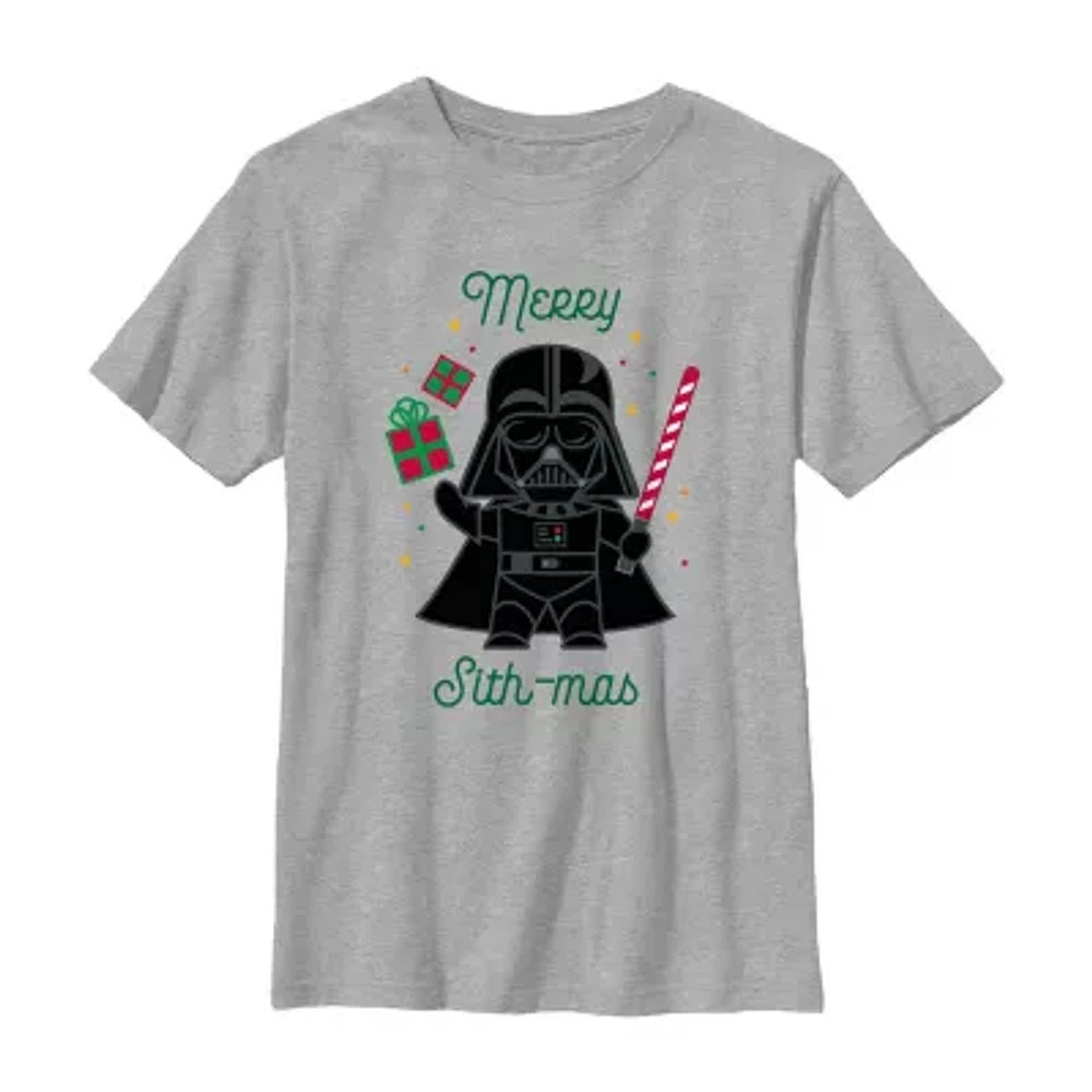 Disney Collection Little & Big Boys Crew Neck Short Sleeve Star Wars Graphic T-Shirt